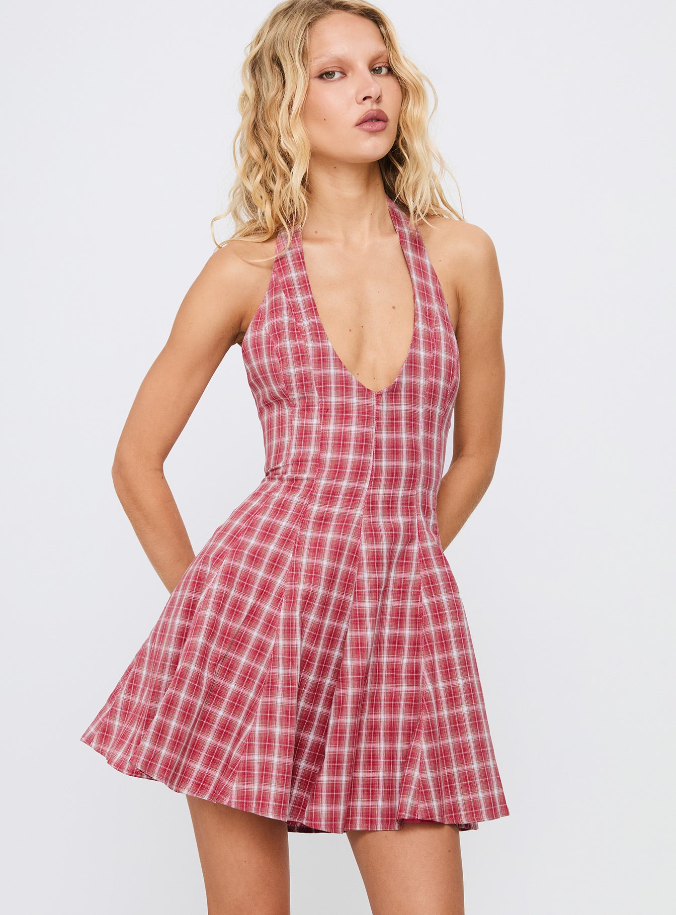 pink or red cocktail dress Never Fully Dressed contrast mini dress in red and pink
