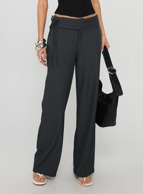 Good Riddance Pleat Tie Slouch Pants Charcoal Tall