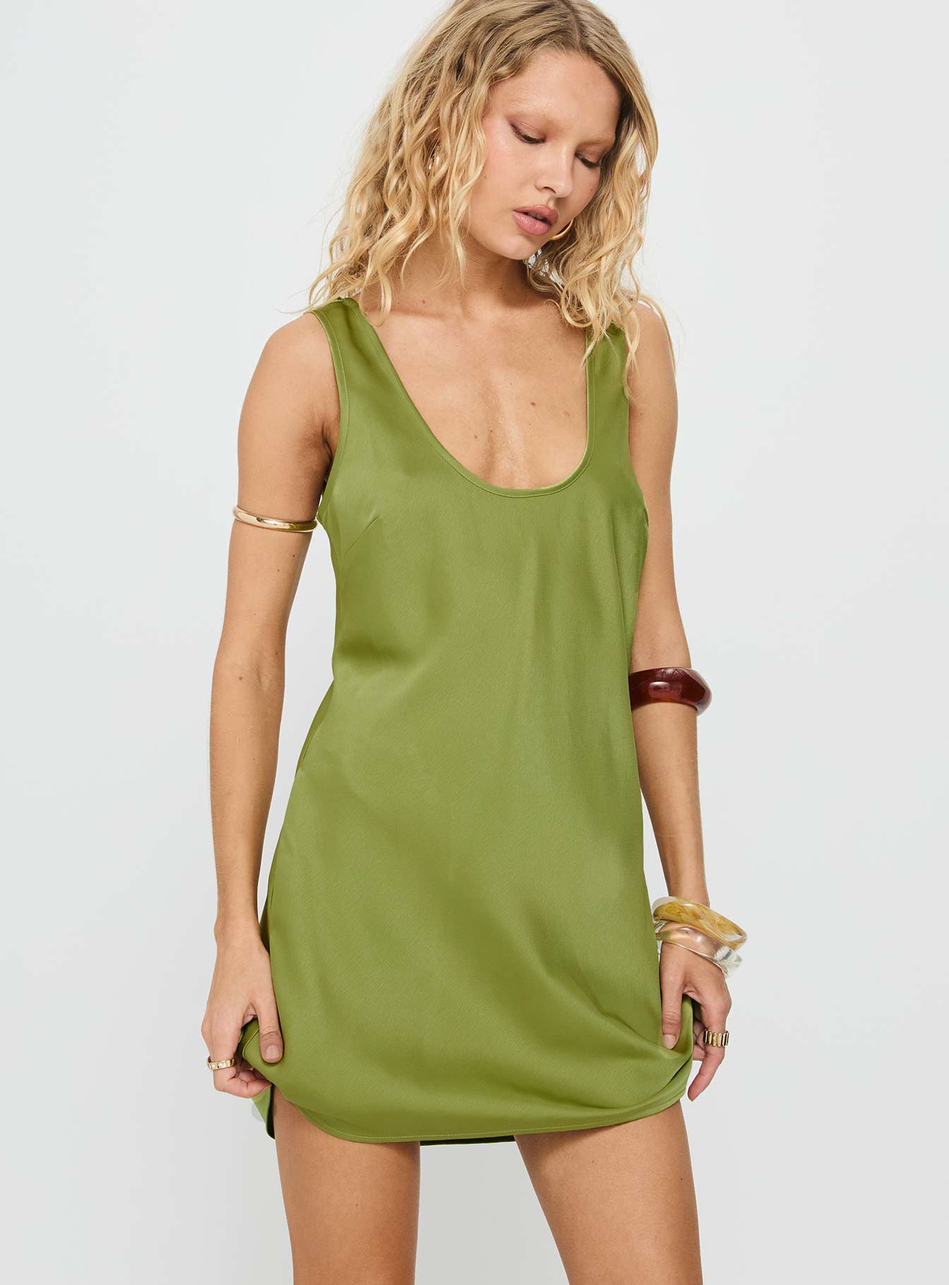 Kalyssia Tie Back Shift Mini Dress Green | Princess Polly Kalyssia Tie Back Shift Mini Dress Green | Princess Polly