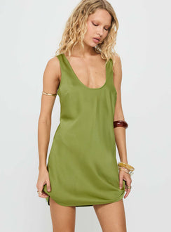 Kalyssia Tie Back Shift Mini Dress Green