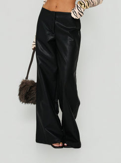 Featuring the Agazia No Waist Faux Leather Low Rise Straight Pants in Washed Black womens-regular-pants with low-rise product Princess Polly