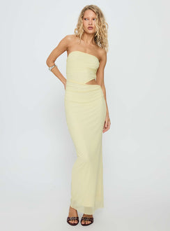 Tyllie Strapless Cut Out Maxi Dress Yellow