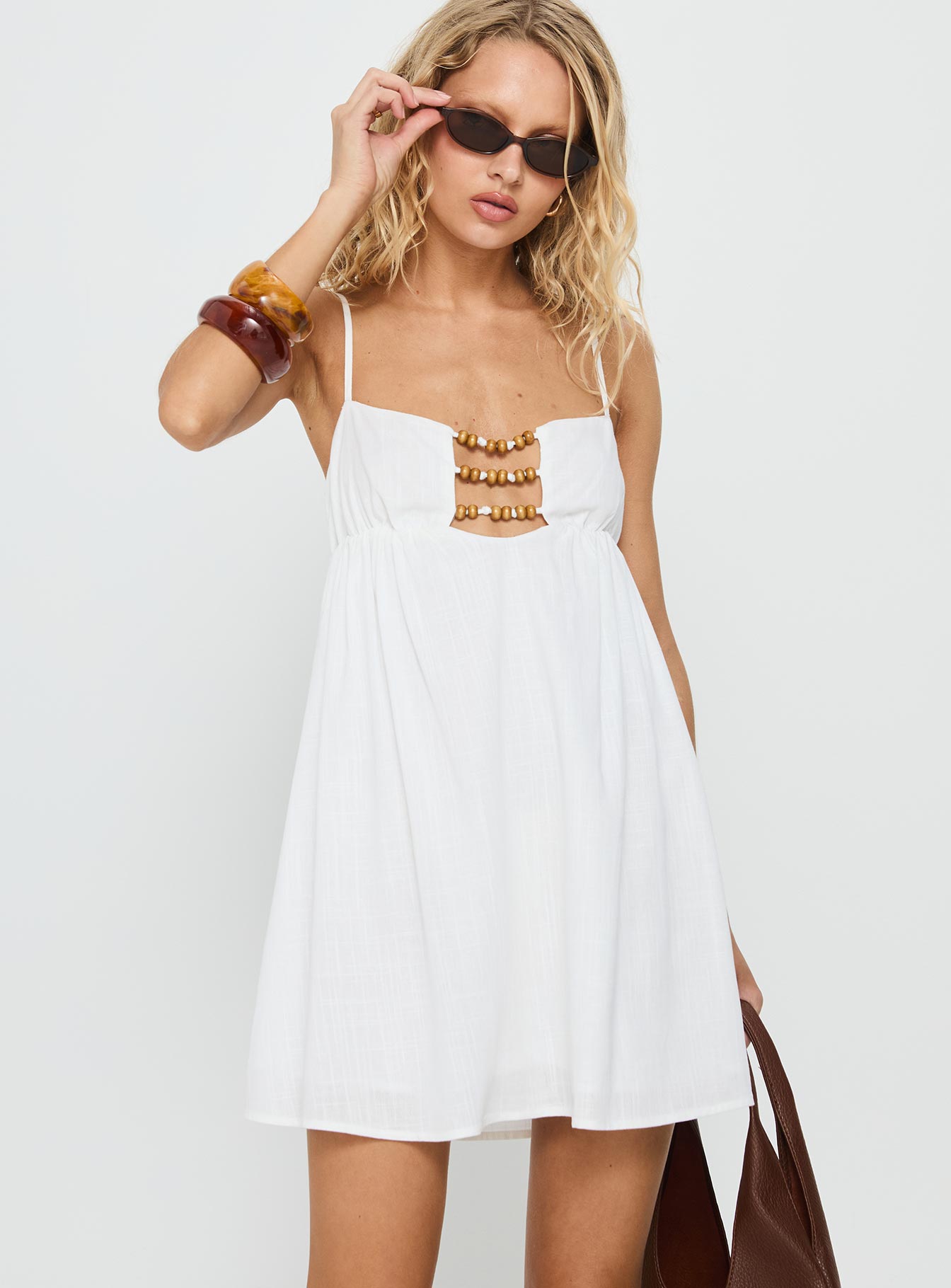 Beabado Beaded Mini Dress White | Princess Polly Beabado Beaded Mini Dress White | Princess Polly