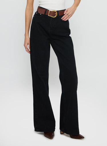 Maple Mid Rise Flare Washed Black