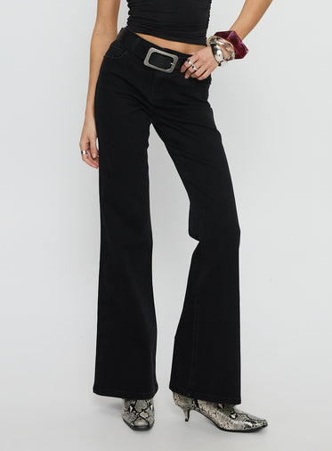 Magic Mirror Mid Rise Bootleg Jeans Washed Black