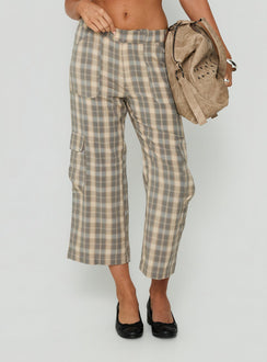 Featuring Indee Cropped Cargo Pants Check in womens-regular-pants with mid-rise detail Princess Polly