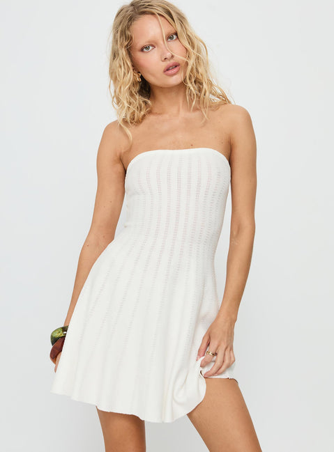 Alaini Strapless Knit Mini Dress White