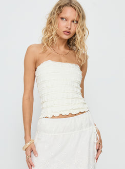 Jullian Strapless Textured Top Ivory