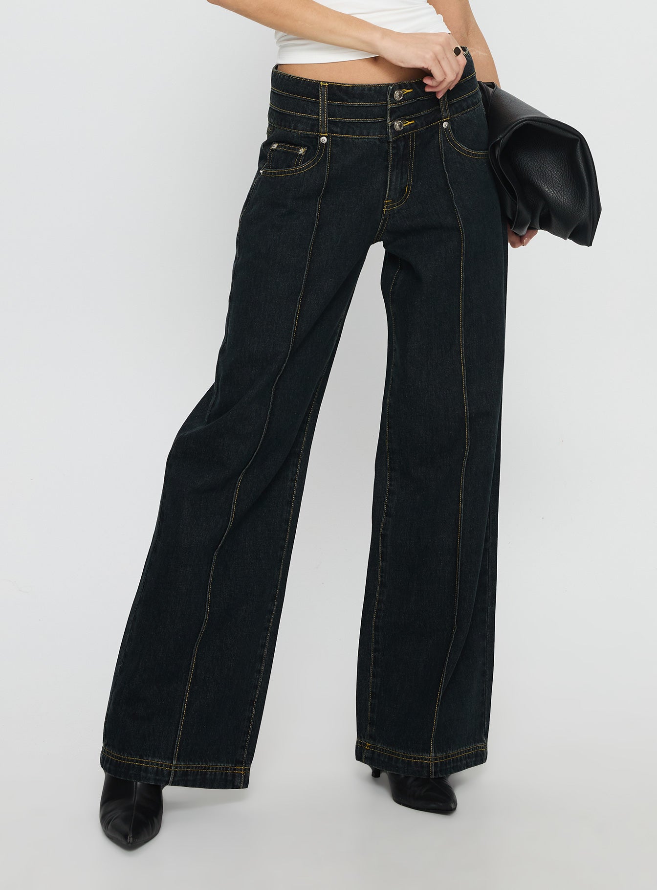 Hannalee Low Rise Cargo Jeans Grunge Wash | Princess Polly