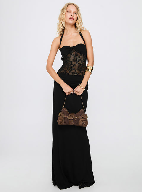 Adalyne Lace Halter Maxi Dress Black | Princess Polly Adalyne Lace Halter Maxi Dress Black | Princess Polly