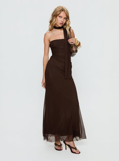 Ainslea Halter Scarf Maxi Dress Dark Brown | Princess Polly Ainslea Halter Scarf Maxi Dress Dark Brown | Princess Polly