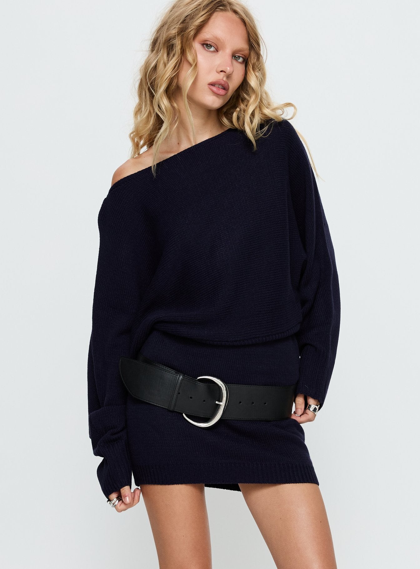 Bellamie Long Sleeve Mini Dress Navy