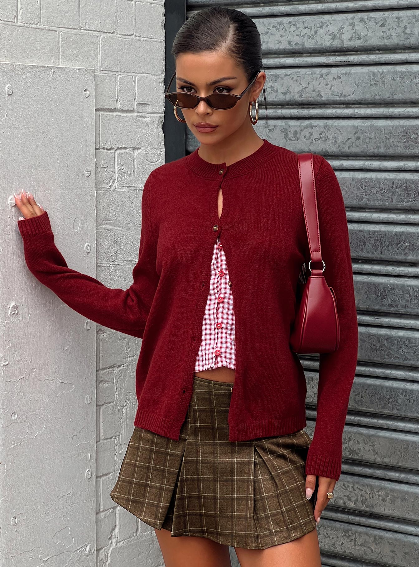 Arica Button Up Knit Cardigan Red | Princess Polly