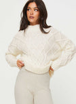 Lewin Cable Knit Sweater Beige Princess Polly  regular 