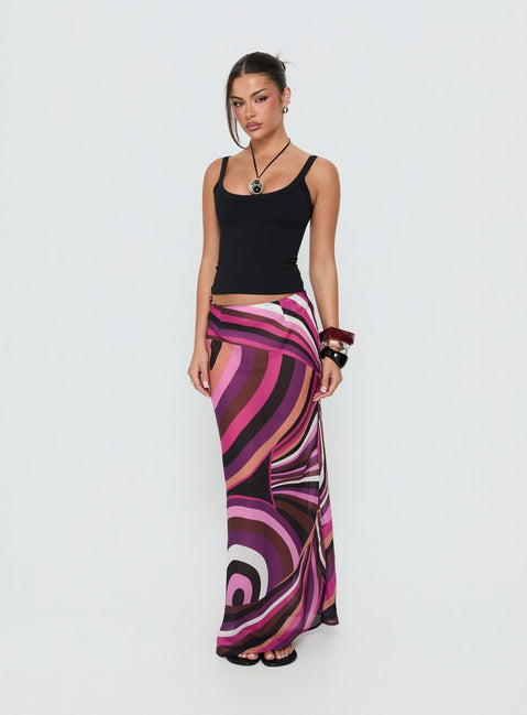 Lucidia Maxi Skirt Pink Retro