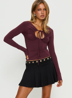   front view of model wearing Princess Polly Amryn Eyelet Mini Skirt Black Mini Skirts 