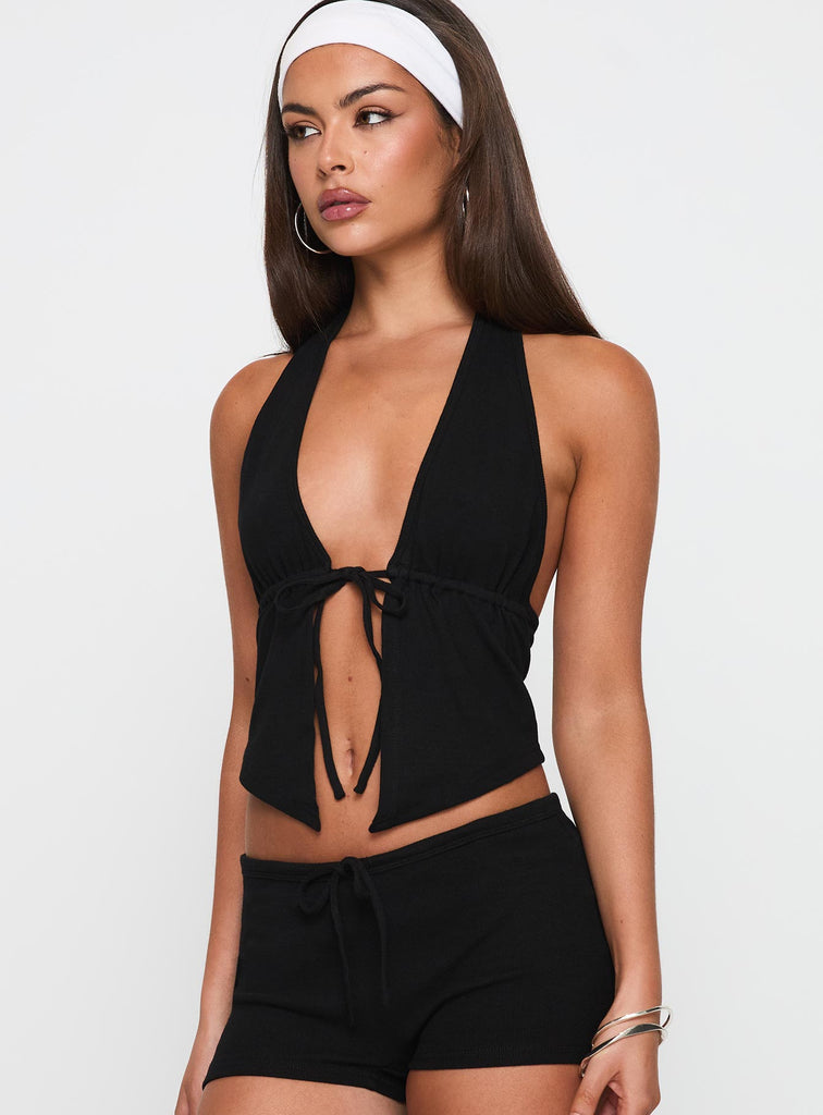 Holly Halter Top Black Plain main image 0
