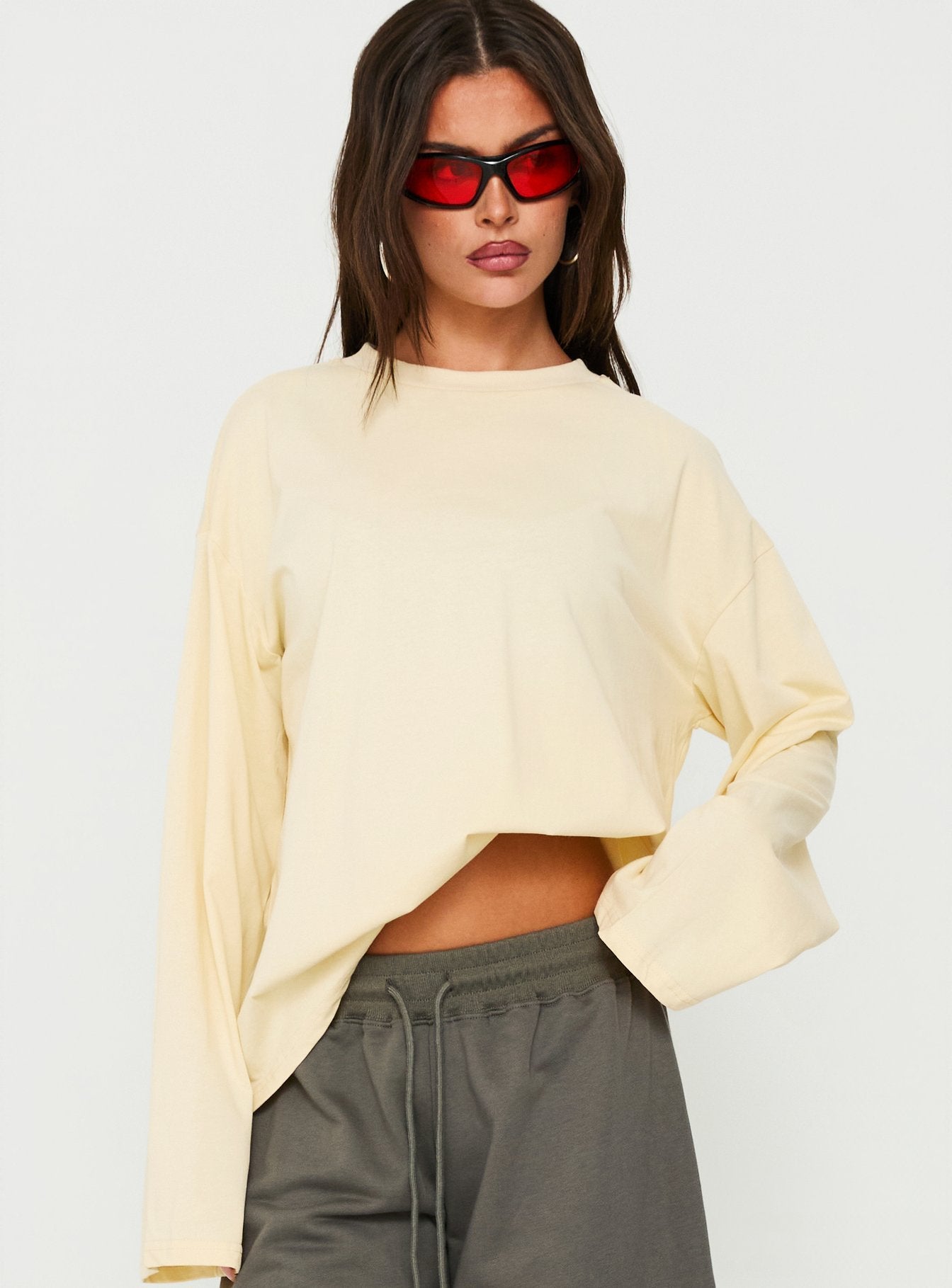 Settle Down Long Sleeve Top Butter Yellow