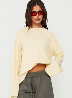Settle Down Long Sleeve Top Butter Yellow