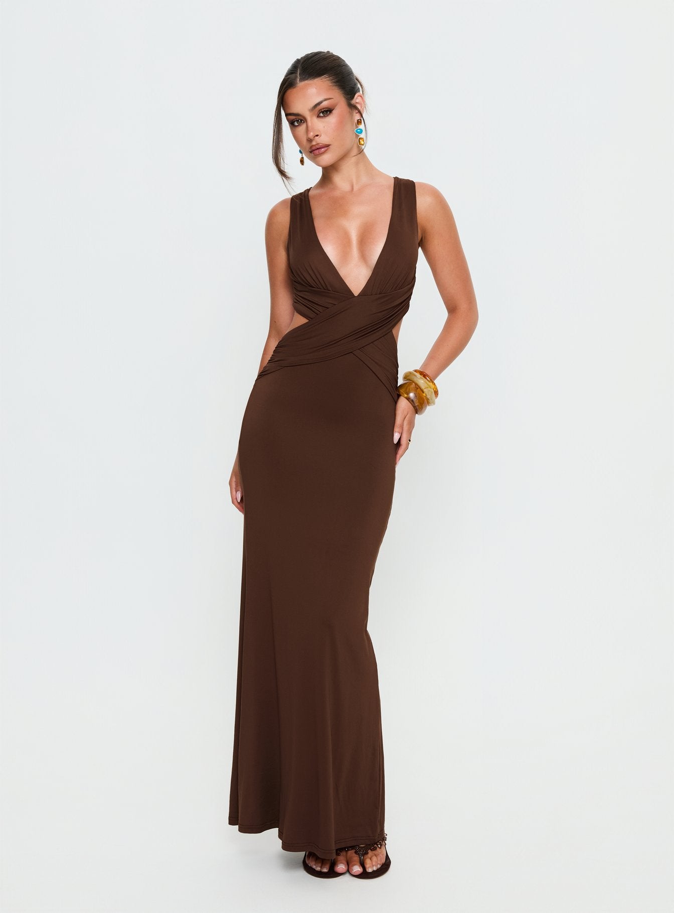 Bambia Maxi Dress Dark Brown | Princess Polly Bambia Maxi Dress Dark Brown | Princess Polly