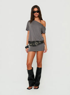 Jamelle Off Shoulder Mini Dress Slate
