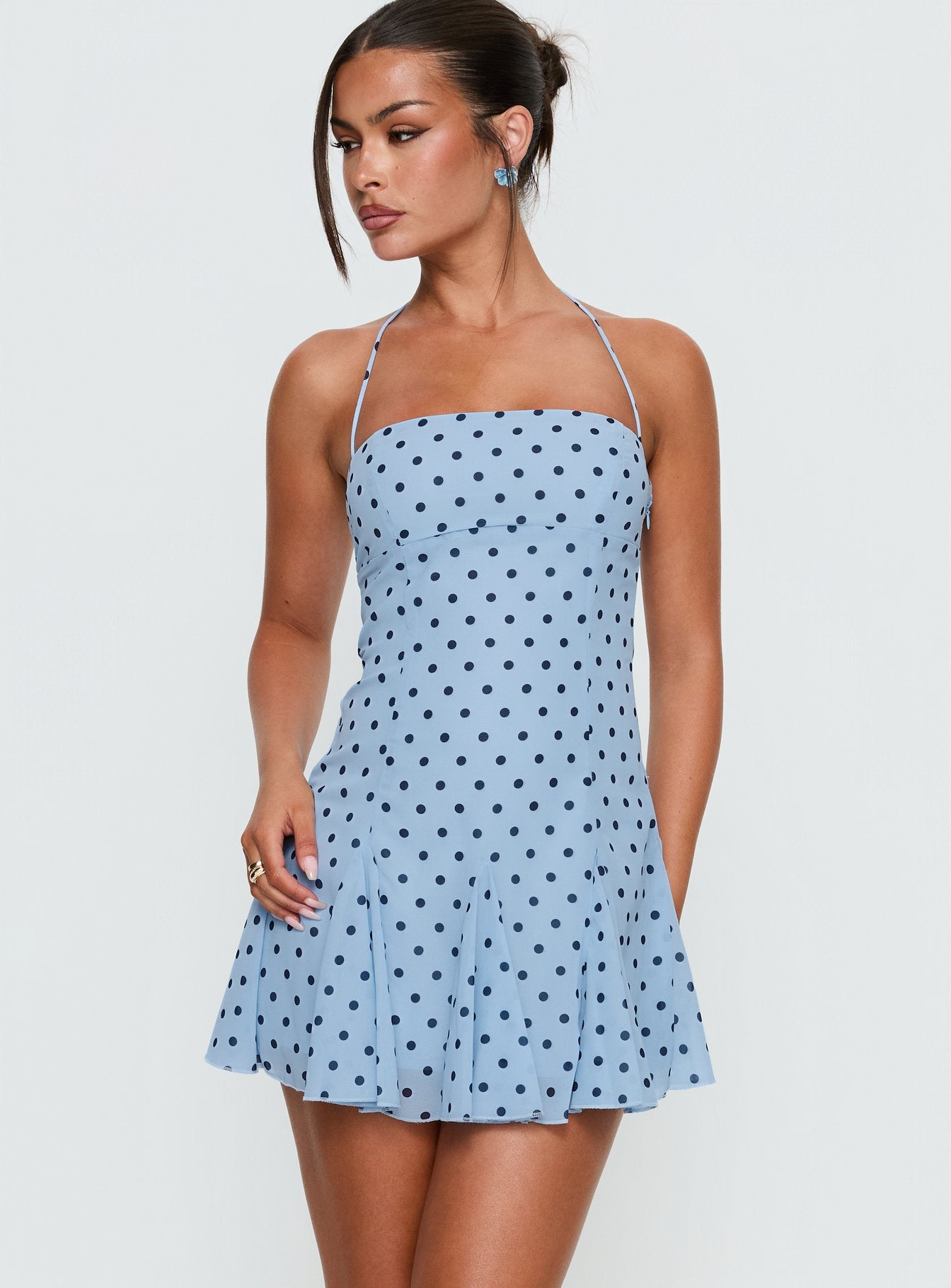 Delamere Mini Dress Blue / Navy Polka | Princess Polly