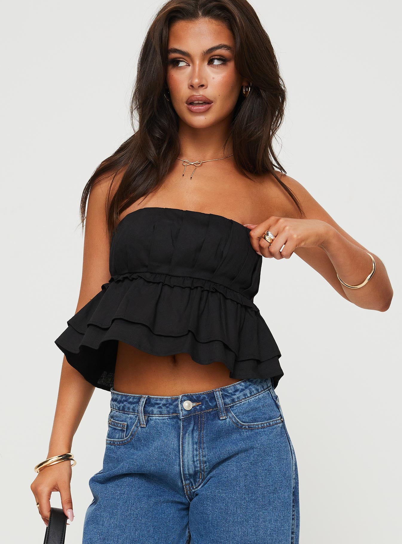 Ericka strapless top black