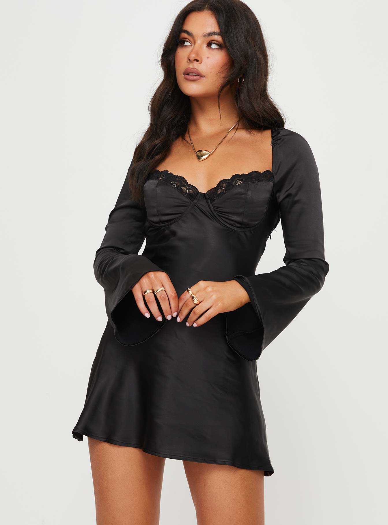 Moniz long sleeve mini dress black