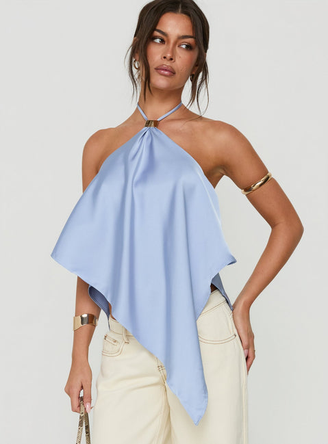 Lisada Halter Asymmetrical Top Blue