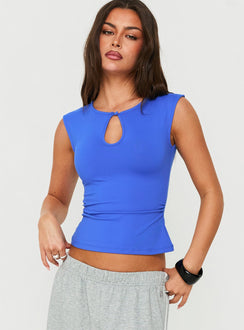 Ailana Cinched Keyhole Top Blue