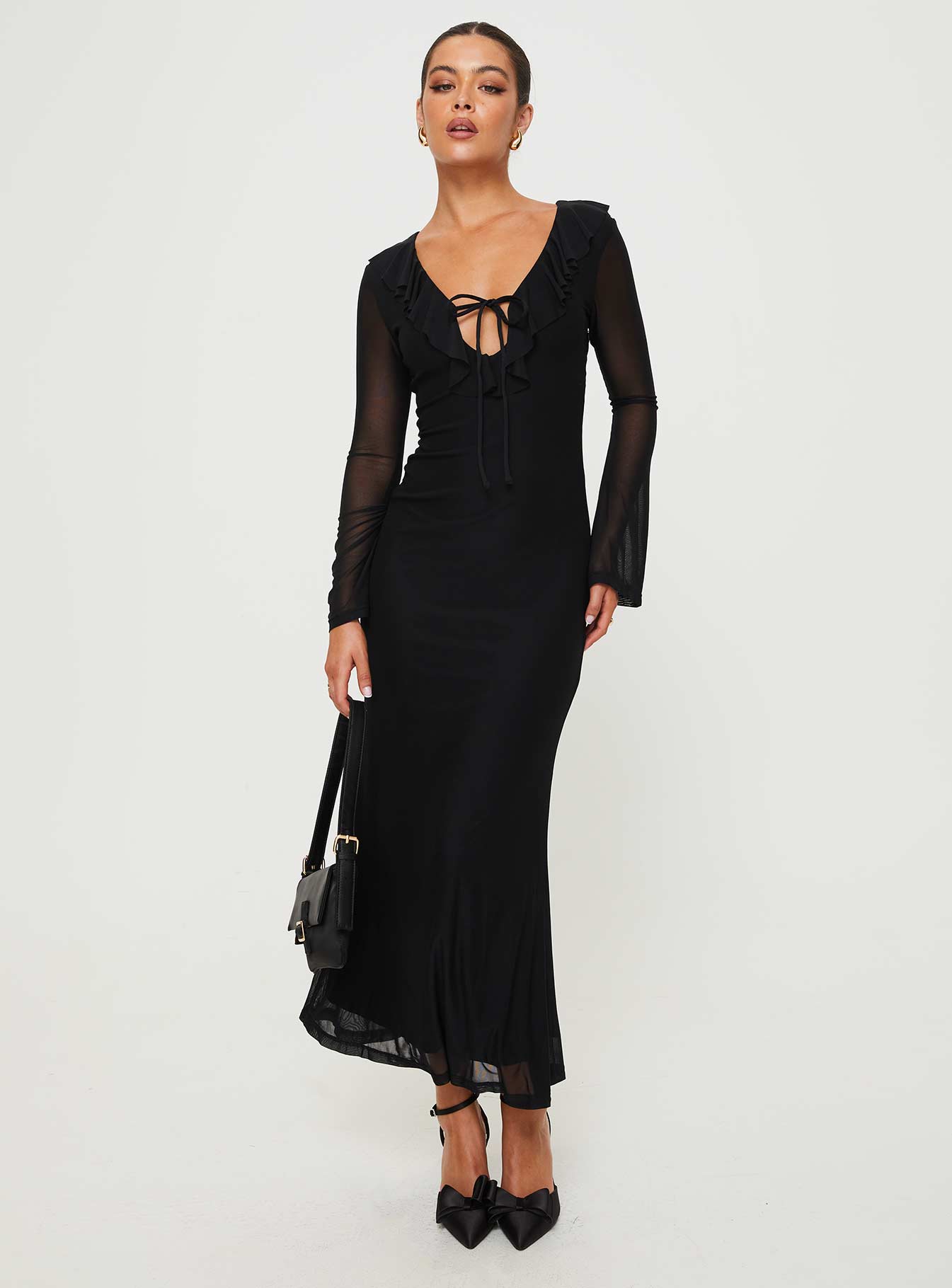 Maskell long sleeve maxi dress black