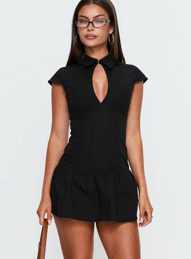 strapless open back dress Enya Long Sleeve Cut Out Mini Dress in Black