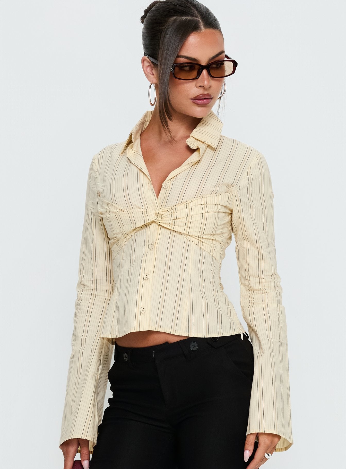 Wrenner Layered Long Sleeve Top | Yellow Stripe | Womens | Princess Polly