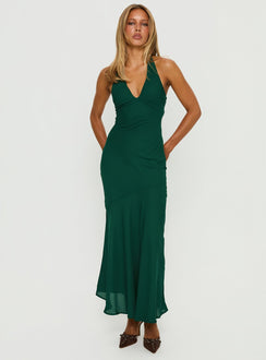 Luannie Halter Scarf Tie Maxi Dress Emerald