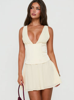 Lucillah Corset Chiffon Mini Dress Cream