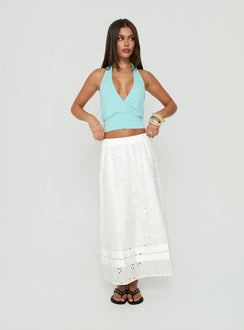 Isolie Tiered Maxi Skirt White Anglaise