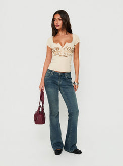 Olivie Graphic Short Sleeve Henley Top Multi