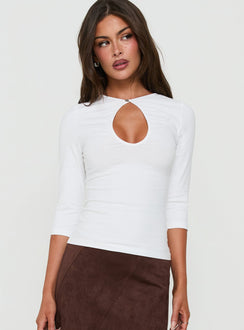 Soleia Keyhole 3/4 Sleeve Top White