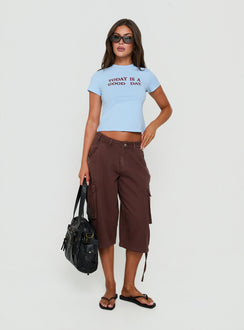 Hudsen Longline Cargo Shorts Washed Brown