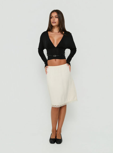 Vallentina V Neck Batwing Long Sleeve Top Black