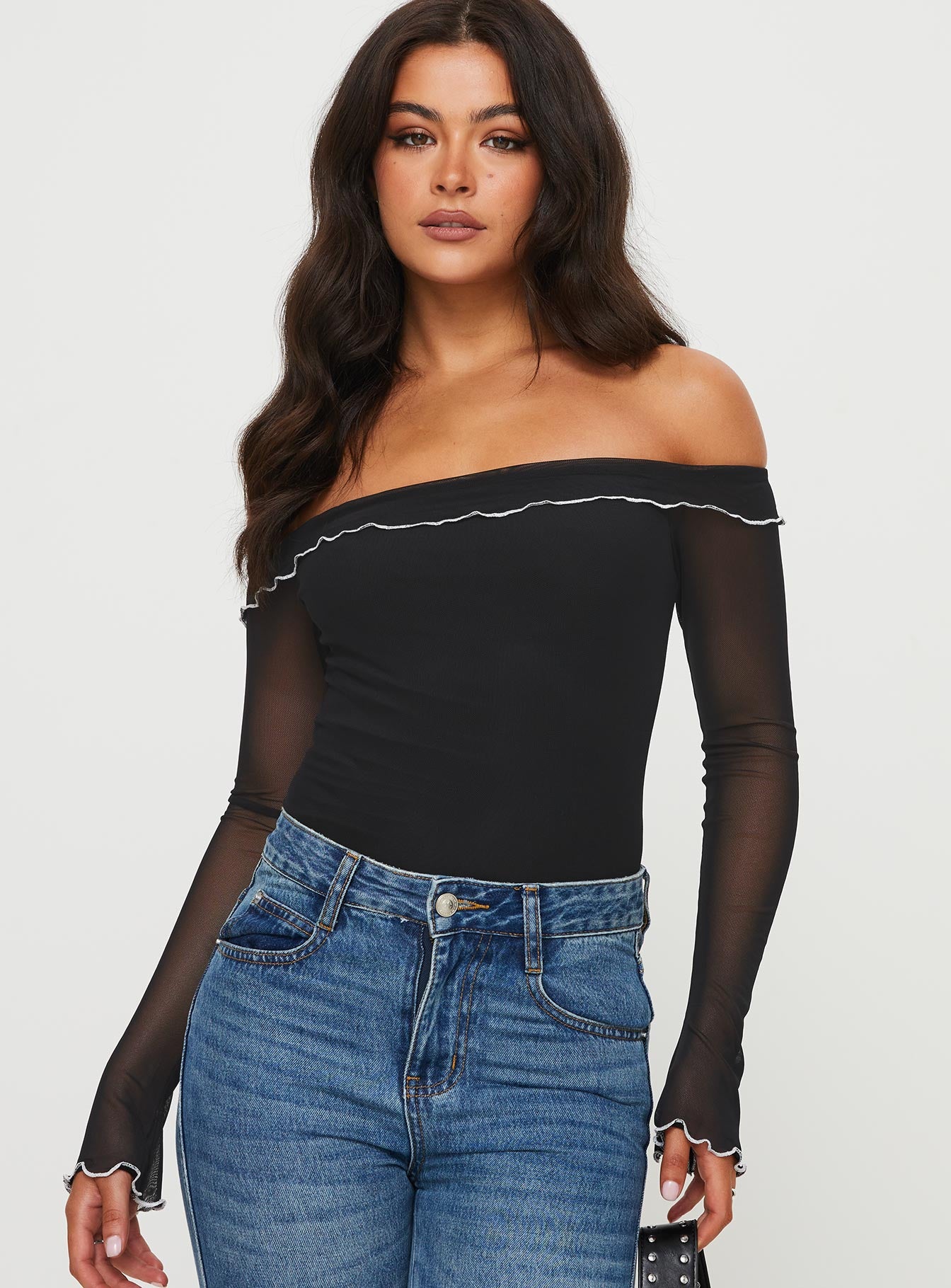 Arsema off the shoulder bodysuit black