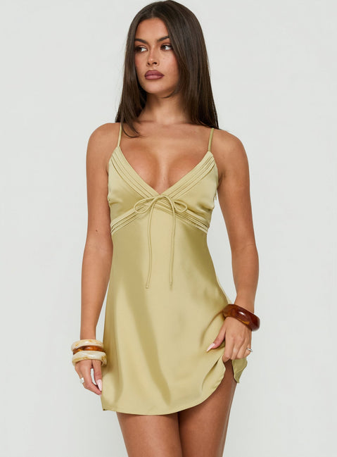 Iseabal V Neck Mini Dress Green