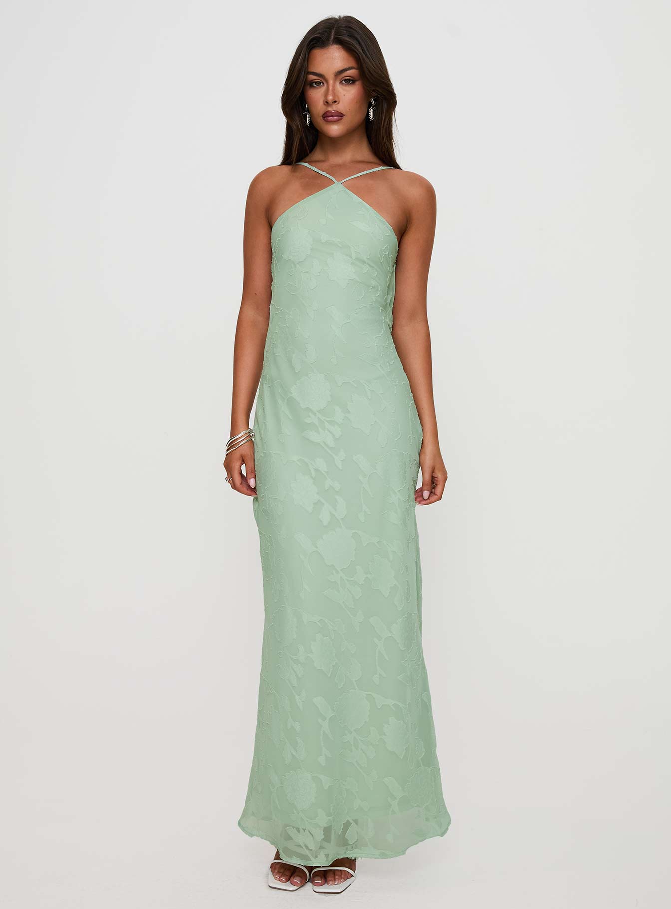 Zoelle Halter Maxi Dress | Sage | Womens | Princess Polly Zoelle Halter Maxi Dress | Sage | Womens | Princess Polly