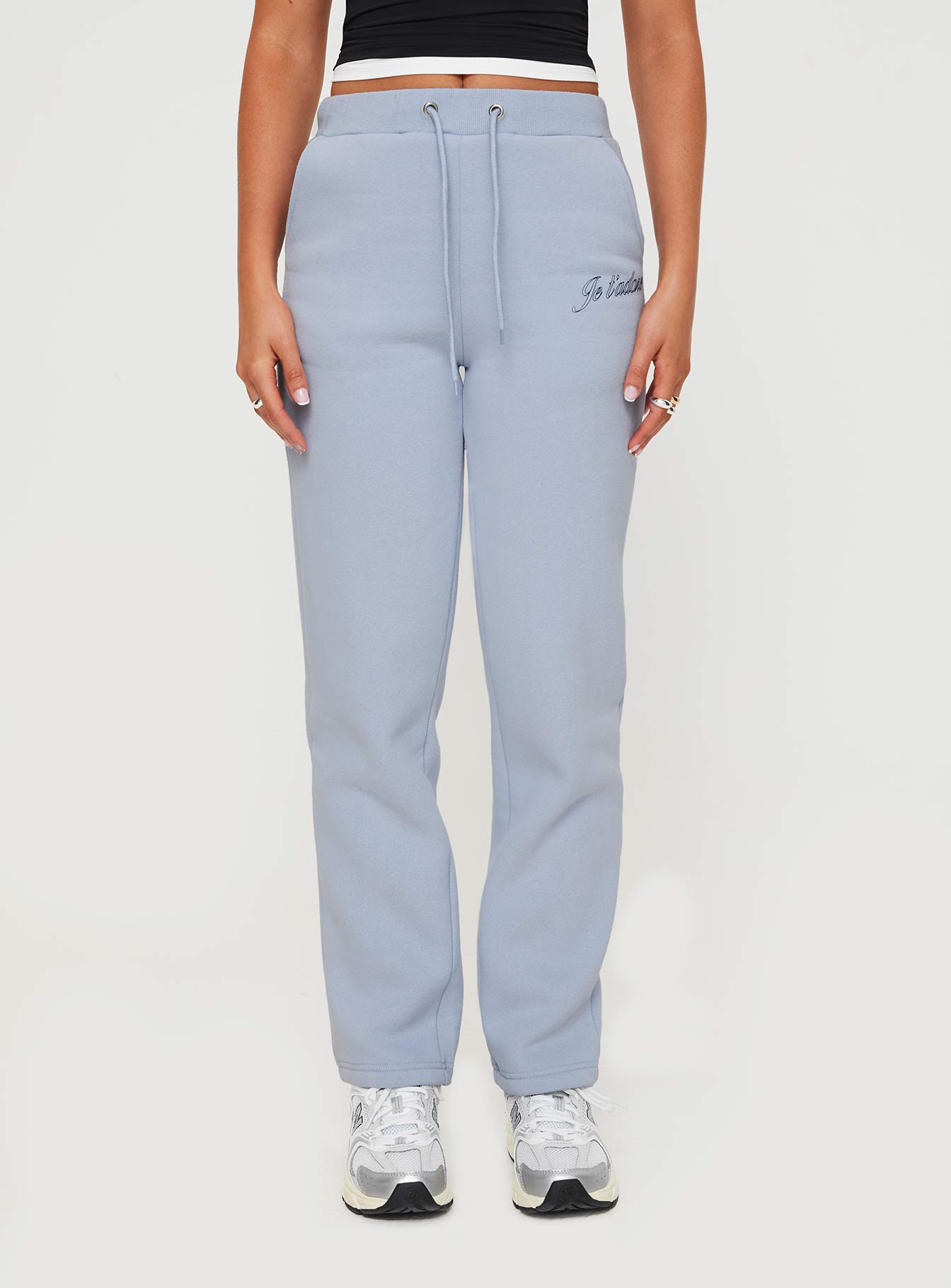 Je t'adore track pant pale blue