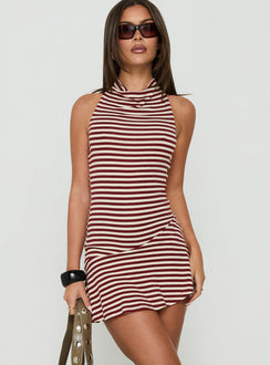 Shaynha Cowl Neck Playsuit Red Stripe