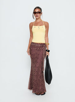 Caviar Tie Maxi Skirt Brown Stripe Tall