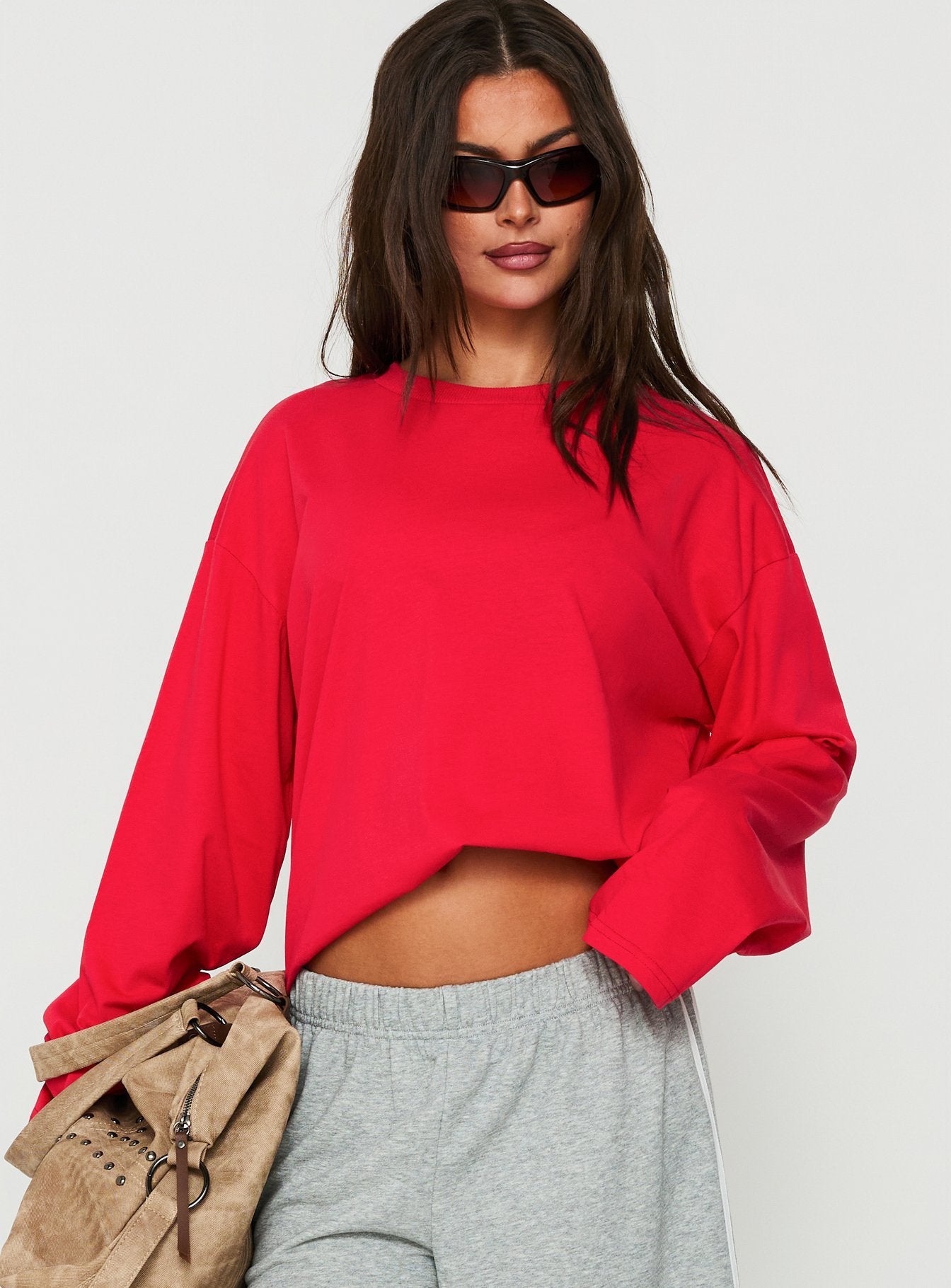 Settle Down Long Sleeve Top Red