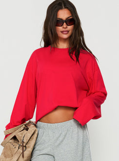 Settle Down Long Sleeve Top Red