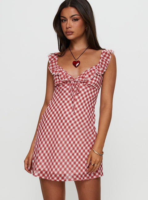 princess polly red checkered dress Toulouse Mini Dress | Red Gingham | Womens