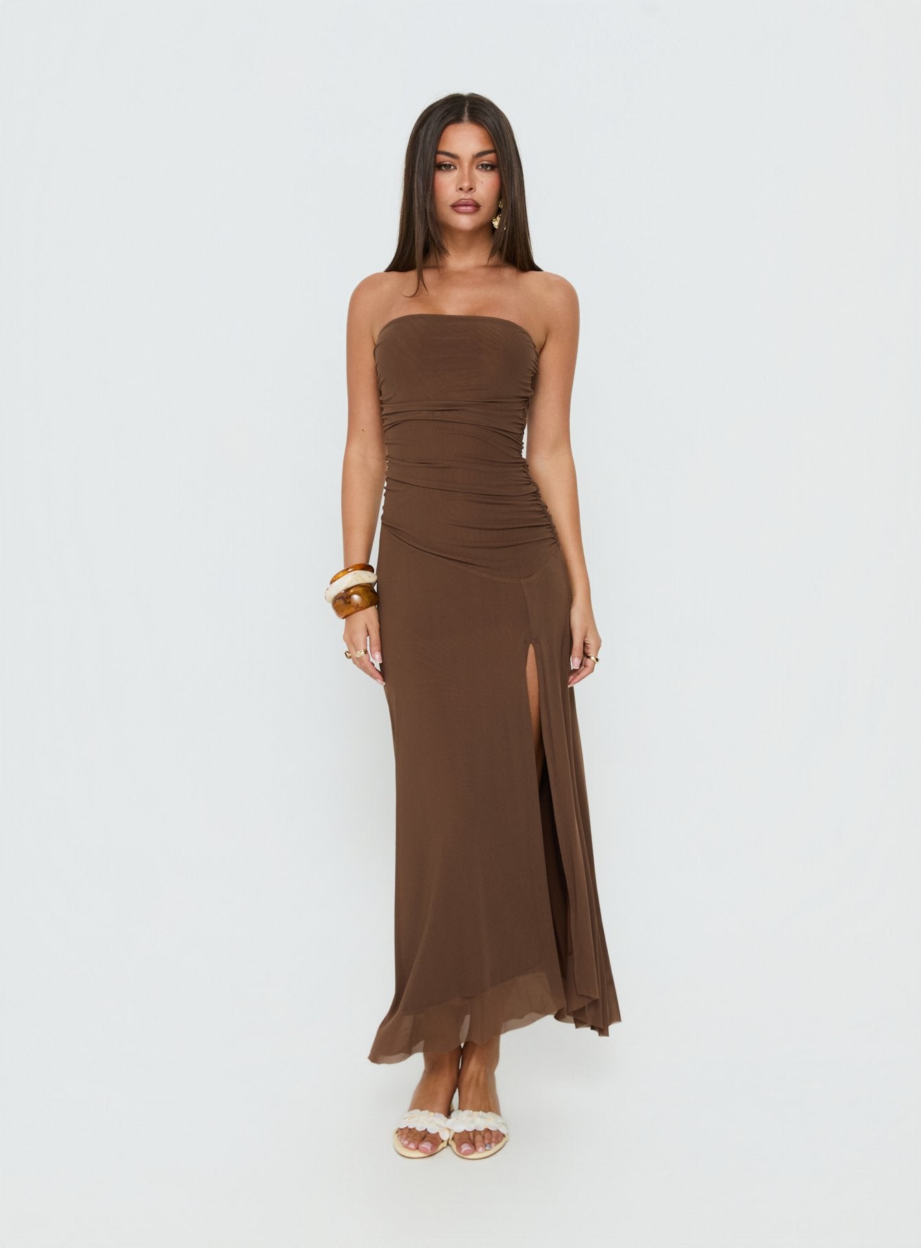 Brigida Strapless Maxi Dress Mocha | Princess Polly Brigida Strapless Maxi Dress Mocha | Princess Polly